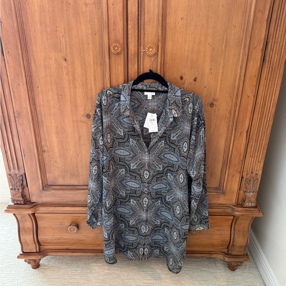 J. Jill Black and Gray , blue and rust, Paisley Tunic
